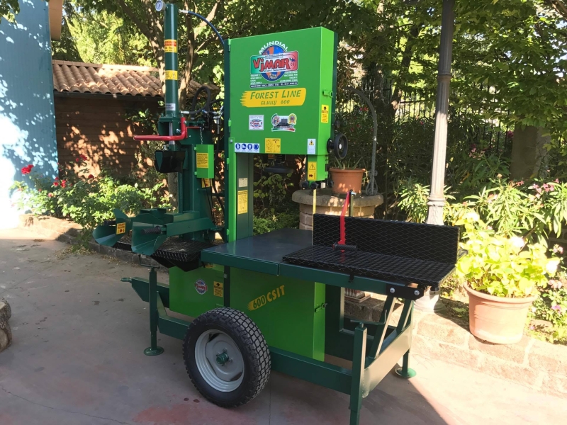 MODELLO SEGA A NASTRO 600 C.S.I.T. CARRELLATA COMBINATA CON SPACCALEGNA IDRAULICO VERTICALE GIREVOLE DA 16 TONNELLATE