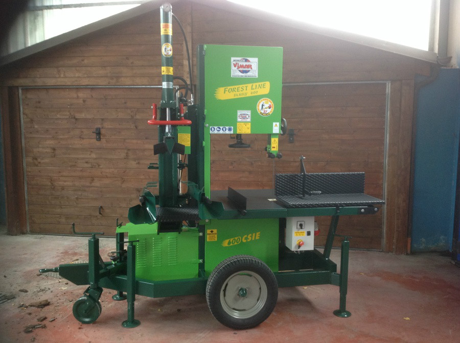 MODELLO SEGA A NASTRO 600 C.S.I.E. CARRELLATA COMBINATA CON SPACCALEGNA IDRAULICO VERTICALE GIREVOLE DA 16 TONNELLATE