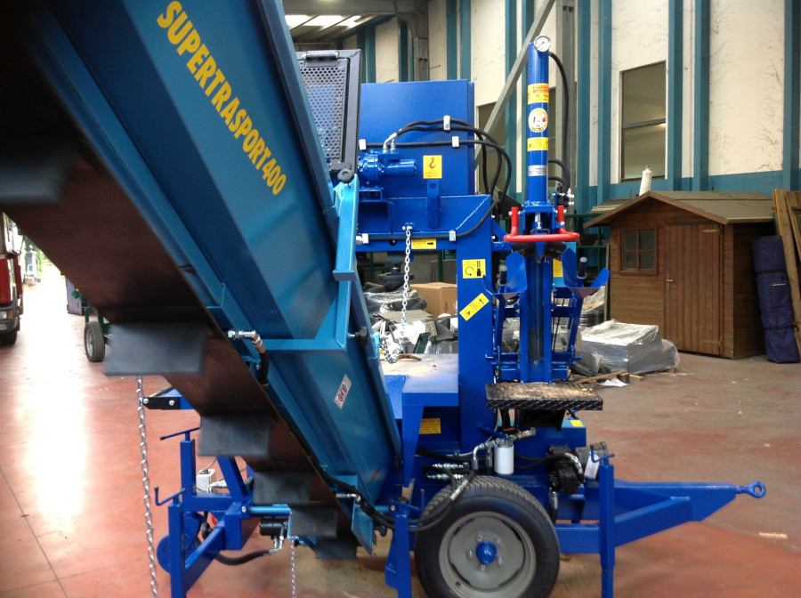 MODELLO SEGA A NASTRO 700 C.S.I.E.T. CARRELLATA CON SPACCALEGNA IDRAULICO DA 16 TONNELLATE VERTICALE GIREVOLE E NASTRO TRASPORTATORE DA 5 METRI INCORPORATO SULLA MACCHINA